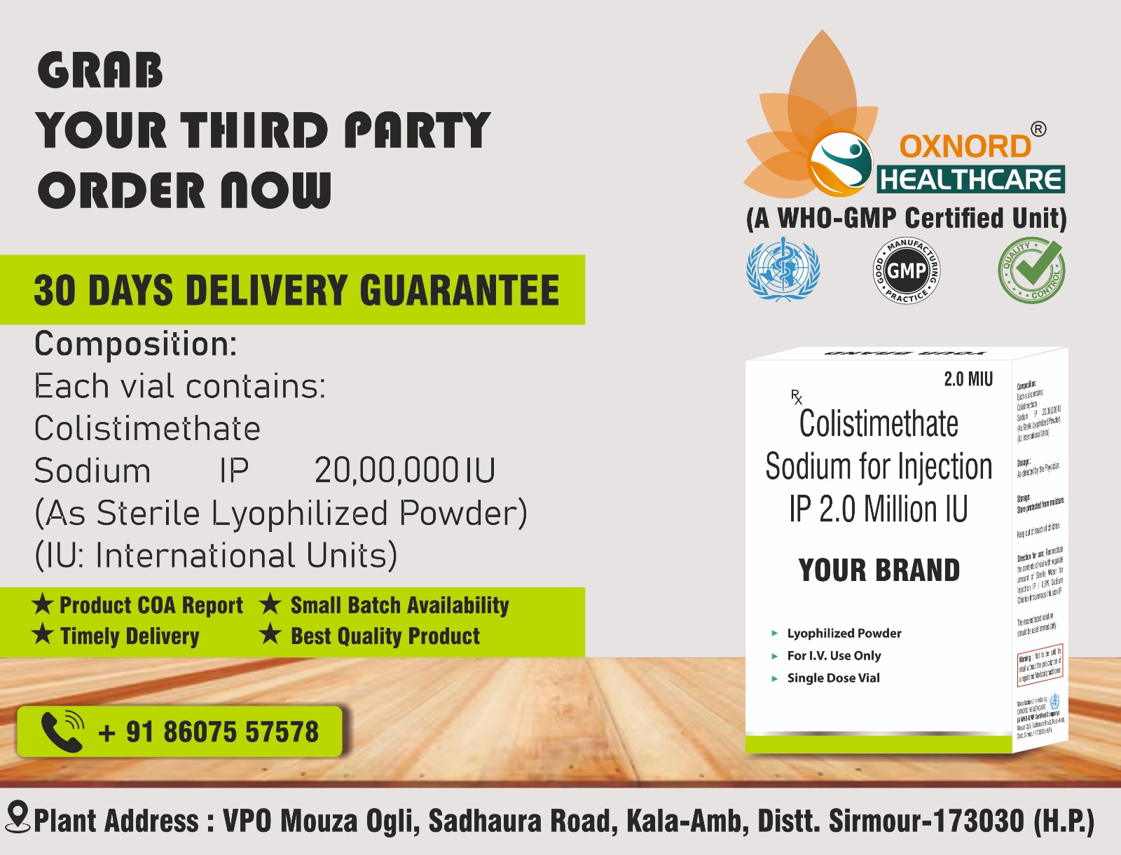 COLISTHIMETHATE SODIUM FOR INJECTION 2MIU